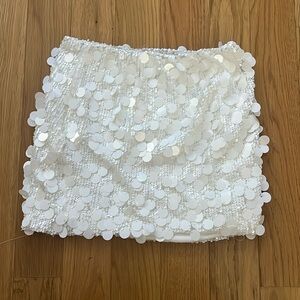 White sequin mini skirt
